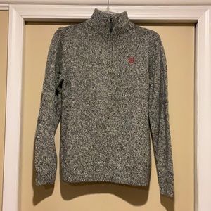 NWT Chaps black and white marled quater zip sweater